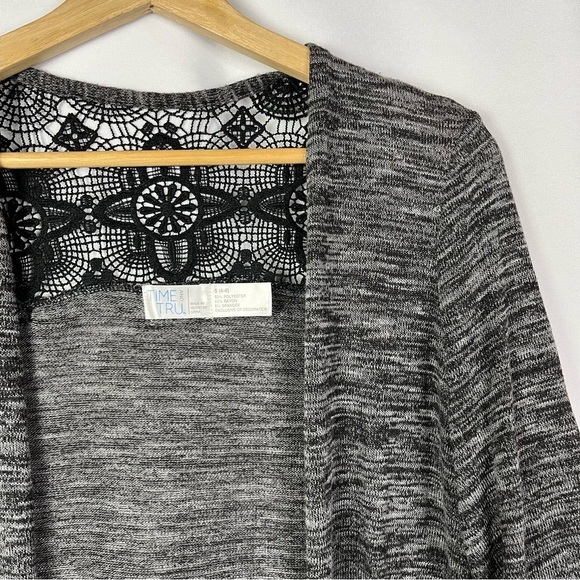 Time and Tru Heather Gray Open Front Lightweight Cardigan S - Picture 3 of 4